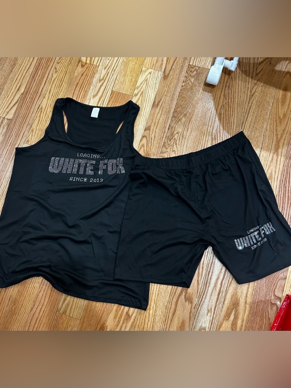 White Fox Black Tank & Shorts Set